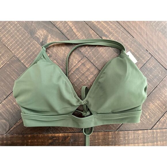 Shade & Shore Green Cut Out Triangle Bikini Top Size 36C New - Picture 2 of 4